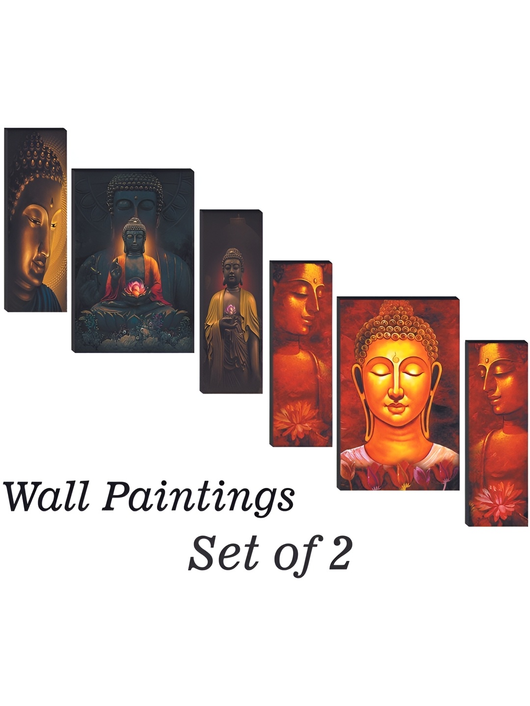 

WALLMAX 6-Pcs Black & Orange UV Textured MDF Framed Wall Painting