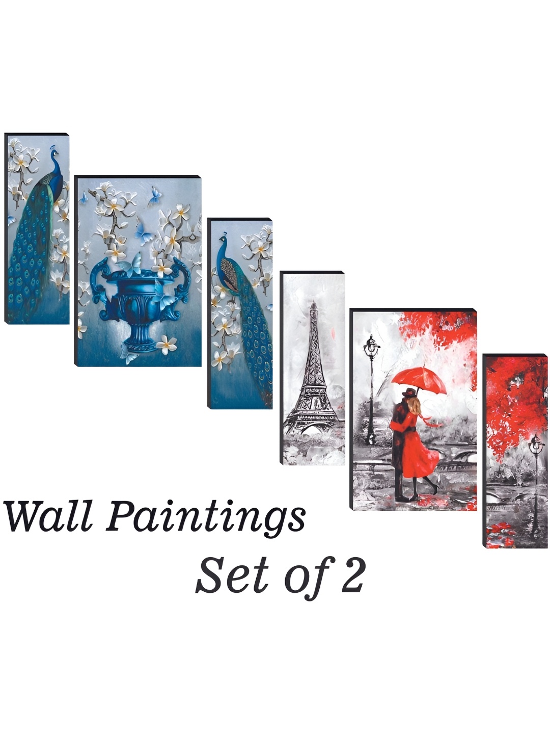

WALLMAX Blue & Red 6 Pieces Wood Painting Wall Art
