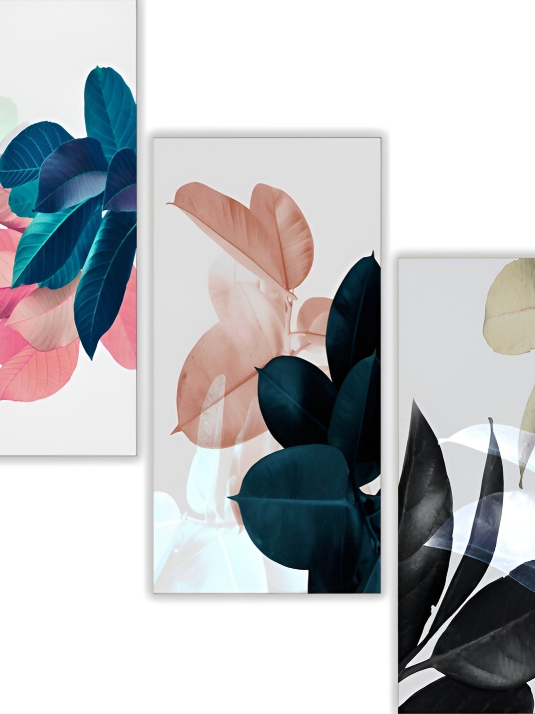 

WALLMAX Blue & White 3 Pieces Floral UV Textured Framed Painting Wall Art