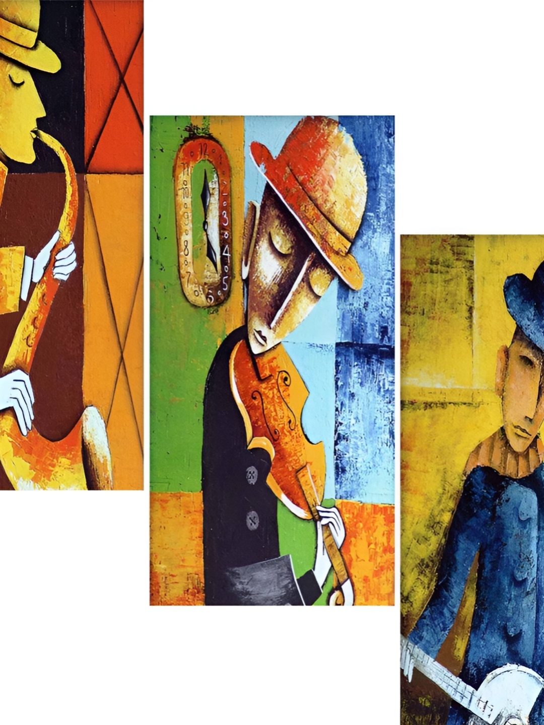 

WALLMAX Yellow & Blue 3 Pieces Abstract Wall Art
