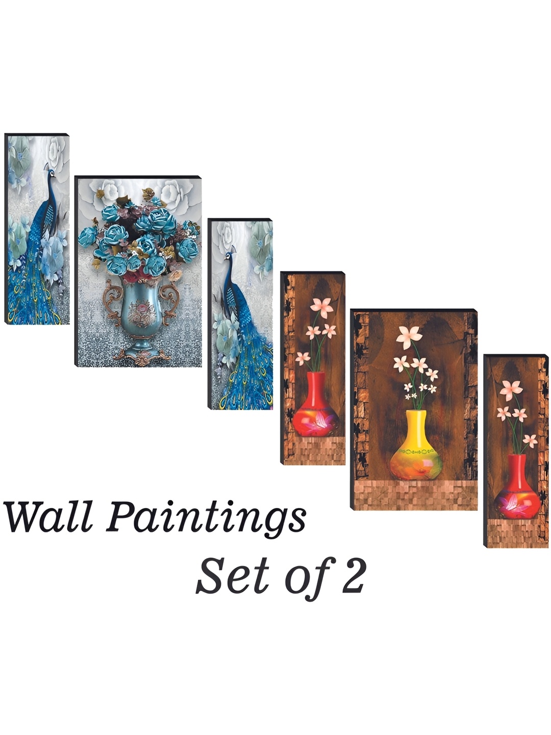 

WALLMAX Blue & White 6 Pieces Birds and Animals Wall Art