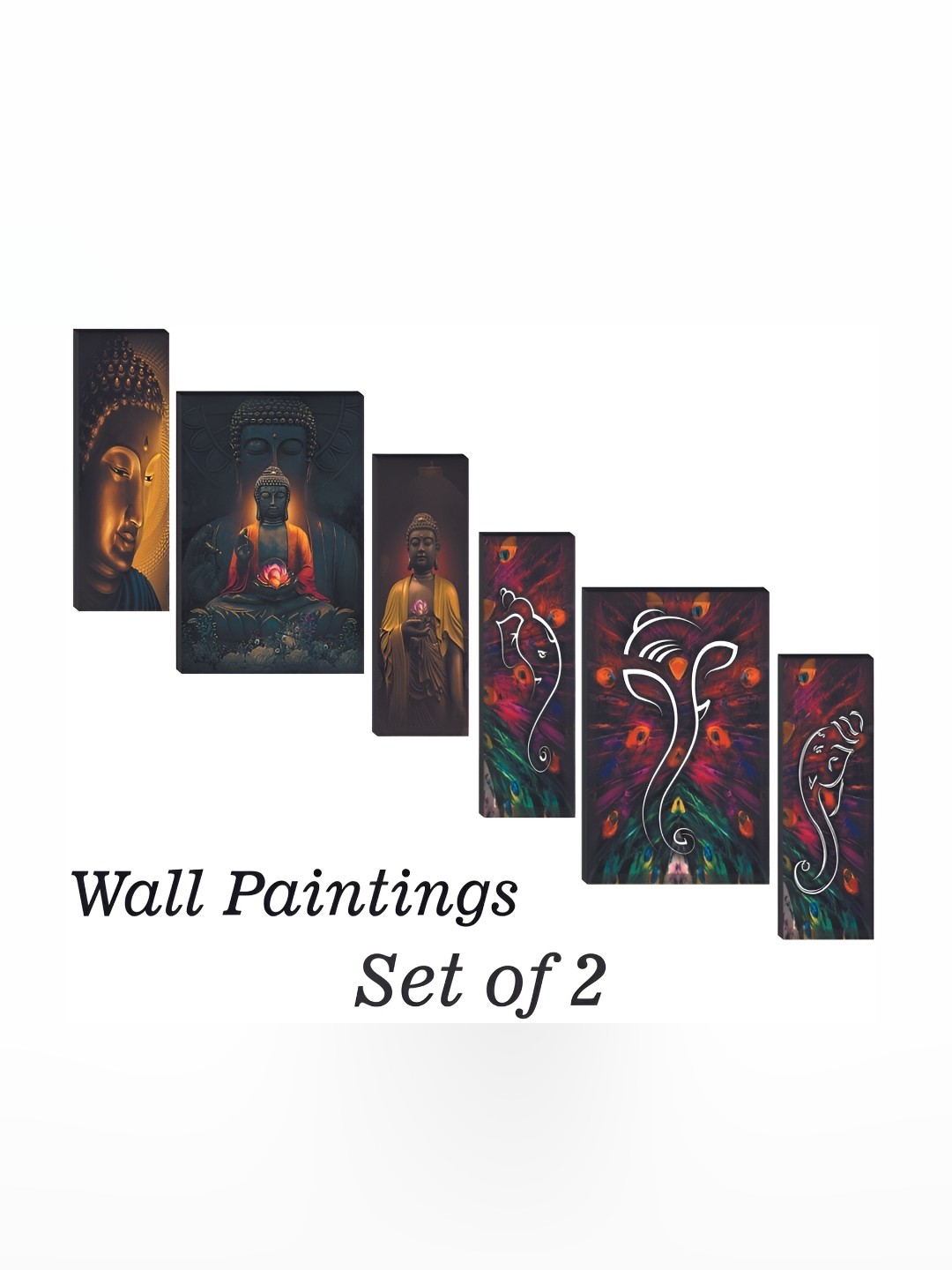 

WALLMAX Black & Red 6 Pieces Wooden Paintings Wall Arts