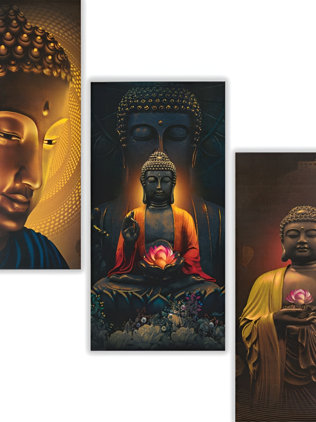 

WALLMAX Black & Orange 3 Pieces Religious Wall Arts