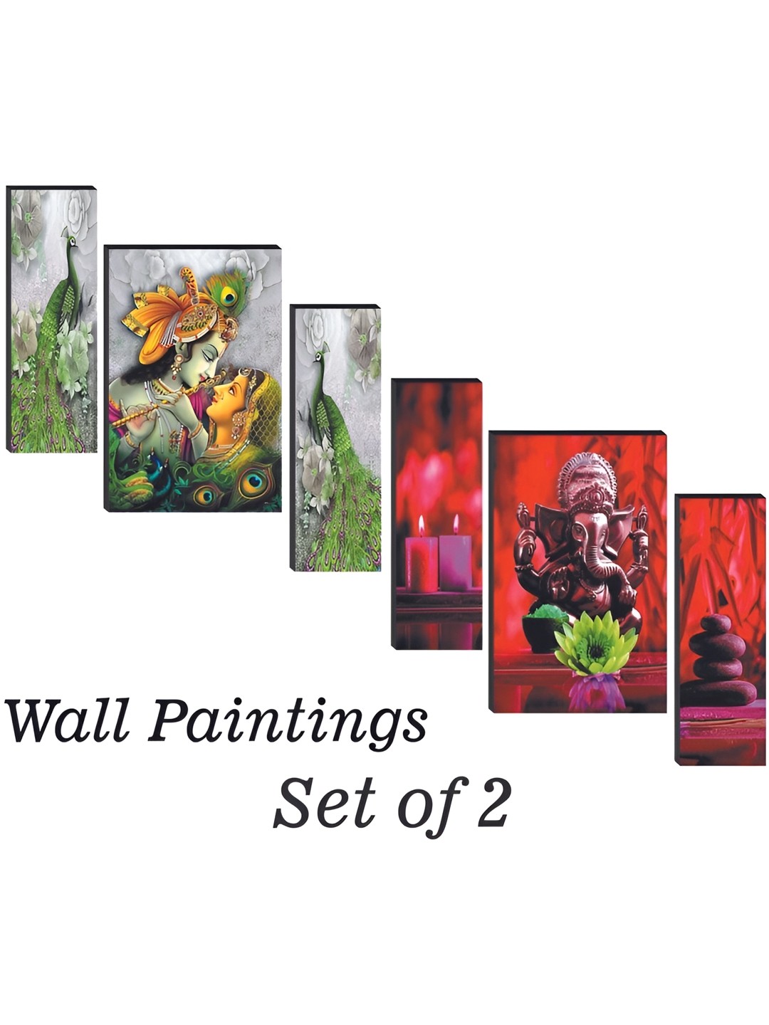 

WALLMAX Green & White 6 Pieces Religious Wall Arts