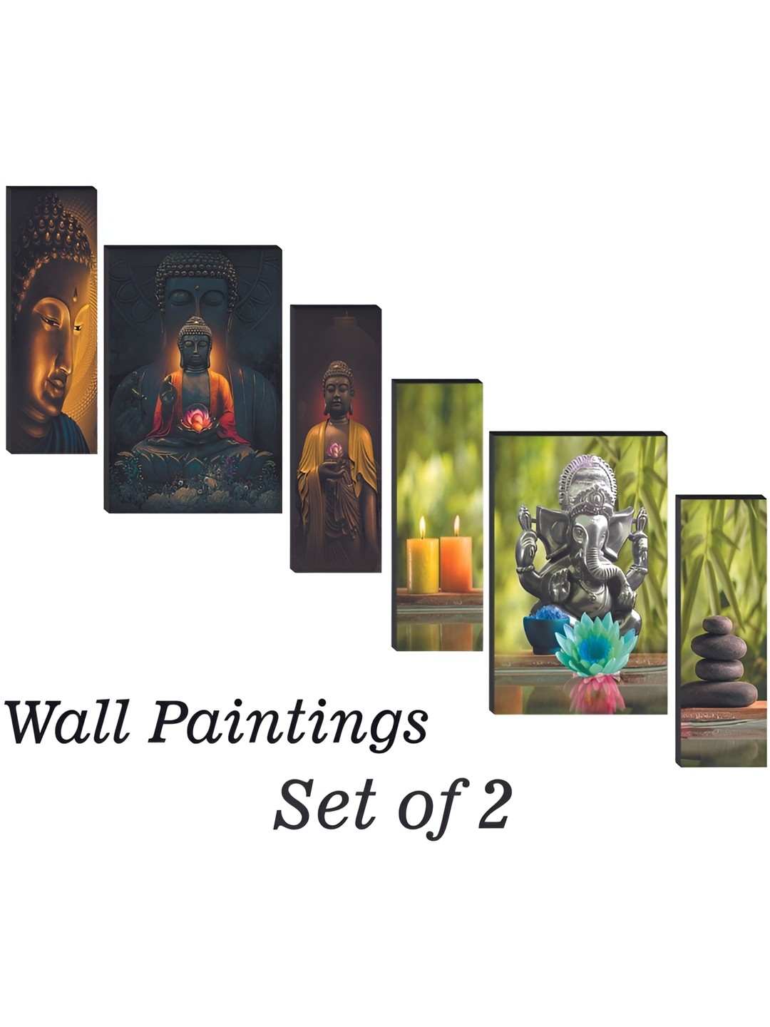 

WALLMAX Grey & Black 6 Pcs Religious UV Textured Framed Painting Wall Arts