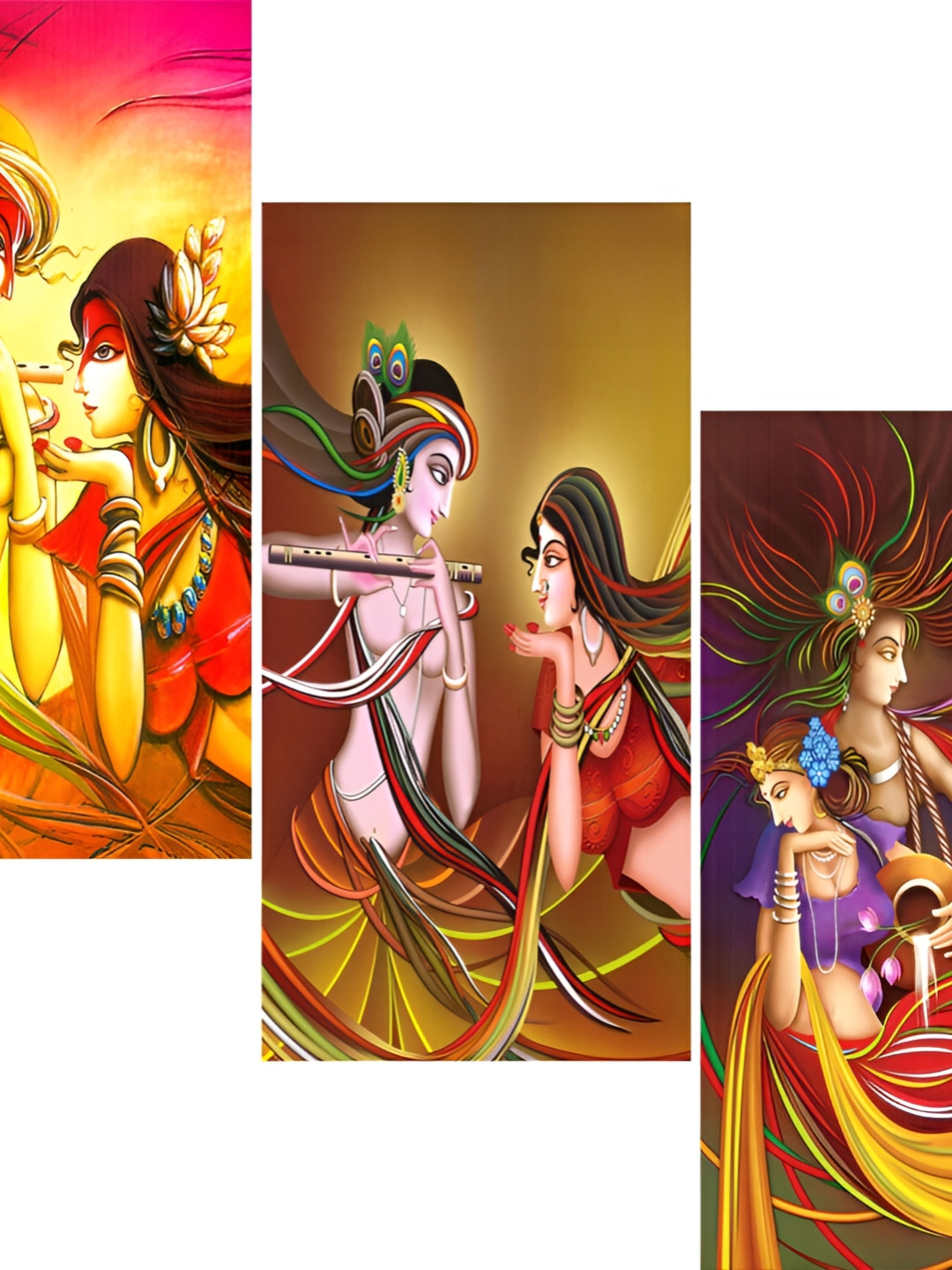 

WALLMAX Yellow & Red 3 Pieces Religious Wall Arts