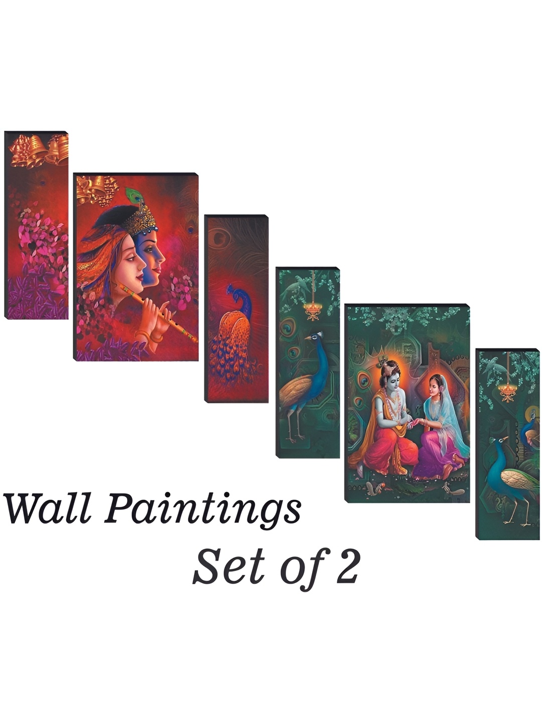 

WALLMAX Yellow & Pink 6 Pcs Religious UV Textured Framed Painting Wall Art