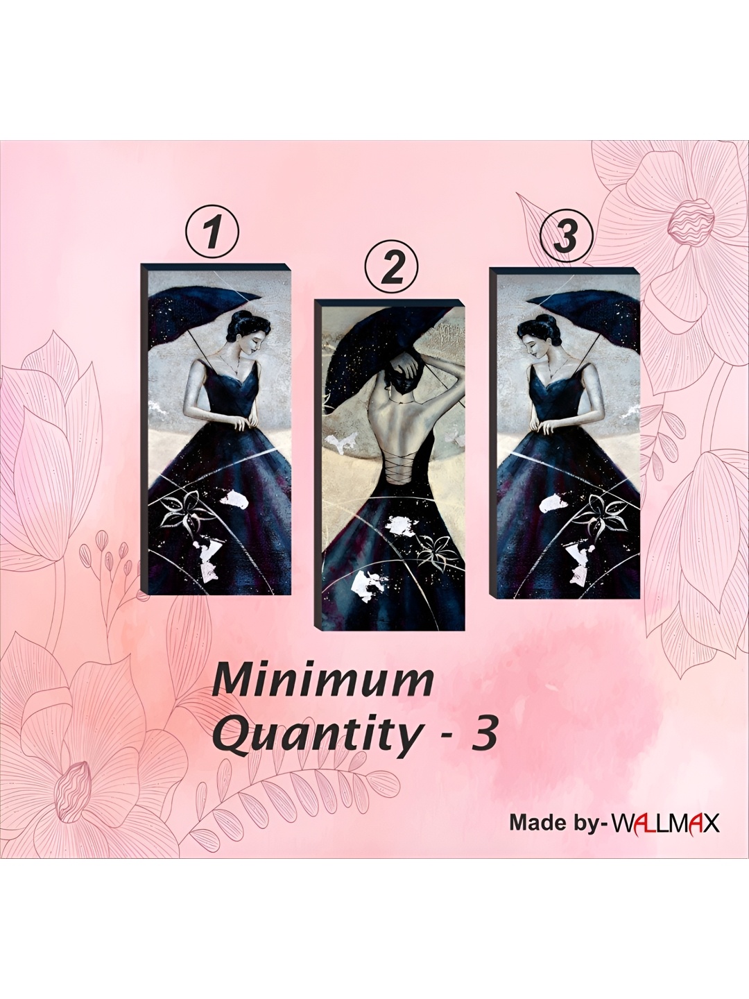 

WALLMAX Black & Grey 3 Pieces Abstract Wall Arts