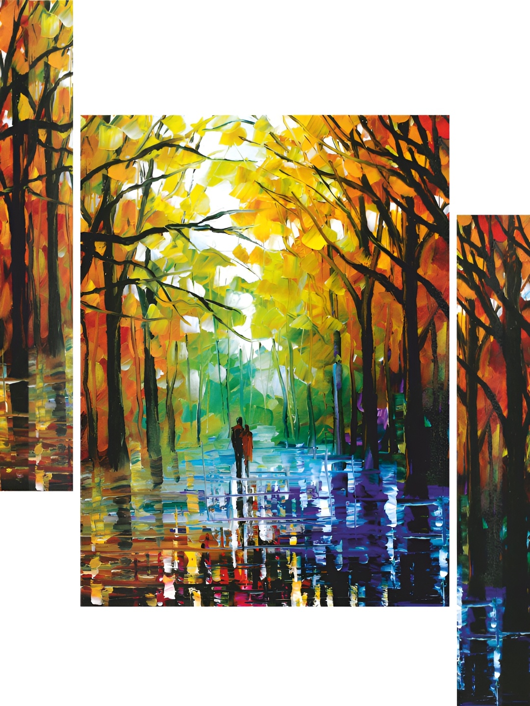 

WALLMAX Yellow & Green 3 Pieces Wooden Paintings Wall Arts