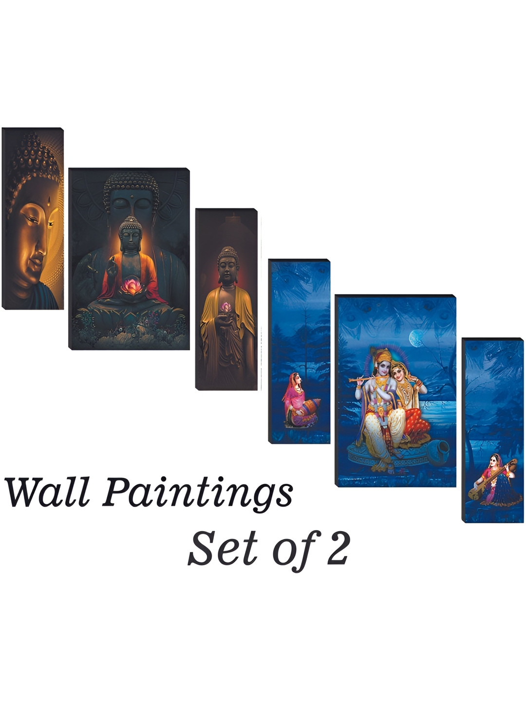 

WALLMAX Blue & White 6 Pieces Religious Wall Arts