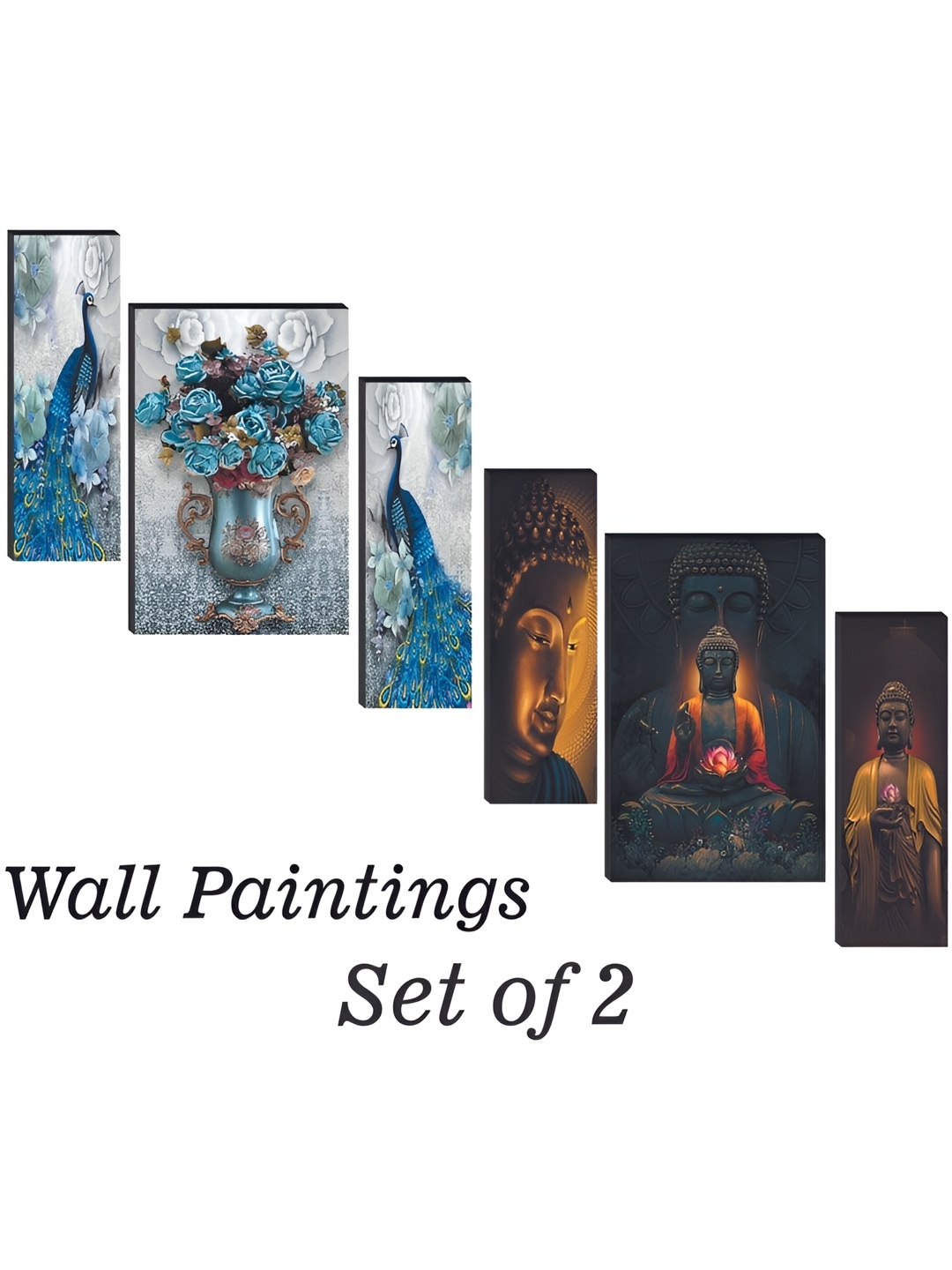 

WALLMAX Blue & Grey 6 Piece MDF Abstract Wall Paintings
