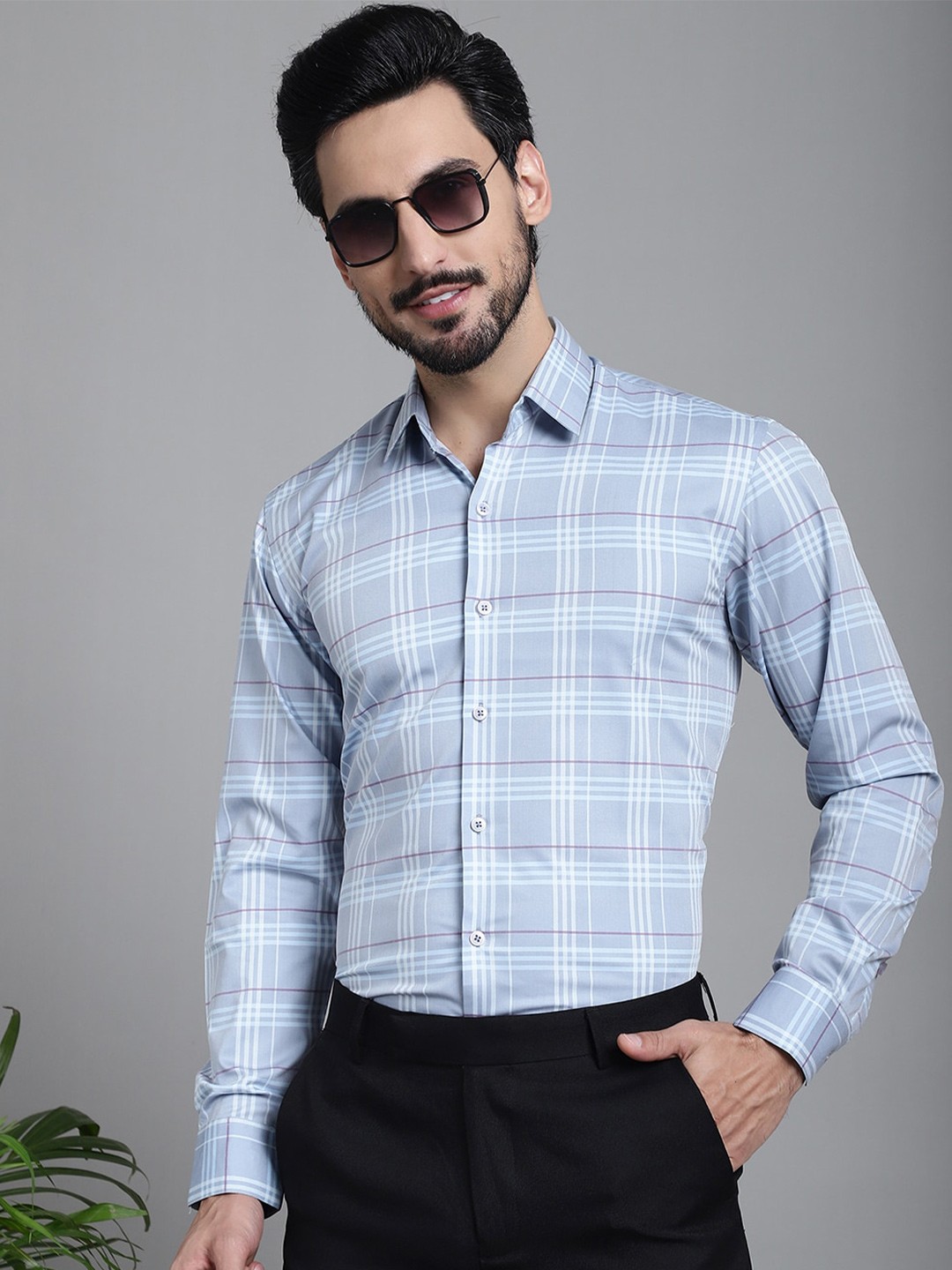 

Indian Needle Classic Tartan Checked Formal Shirt, Blue