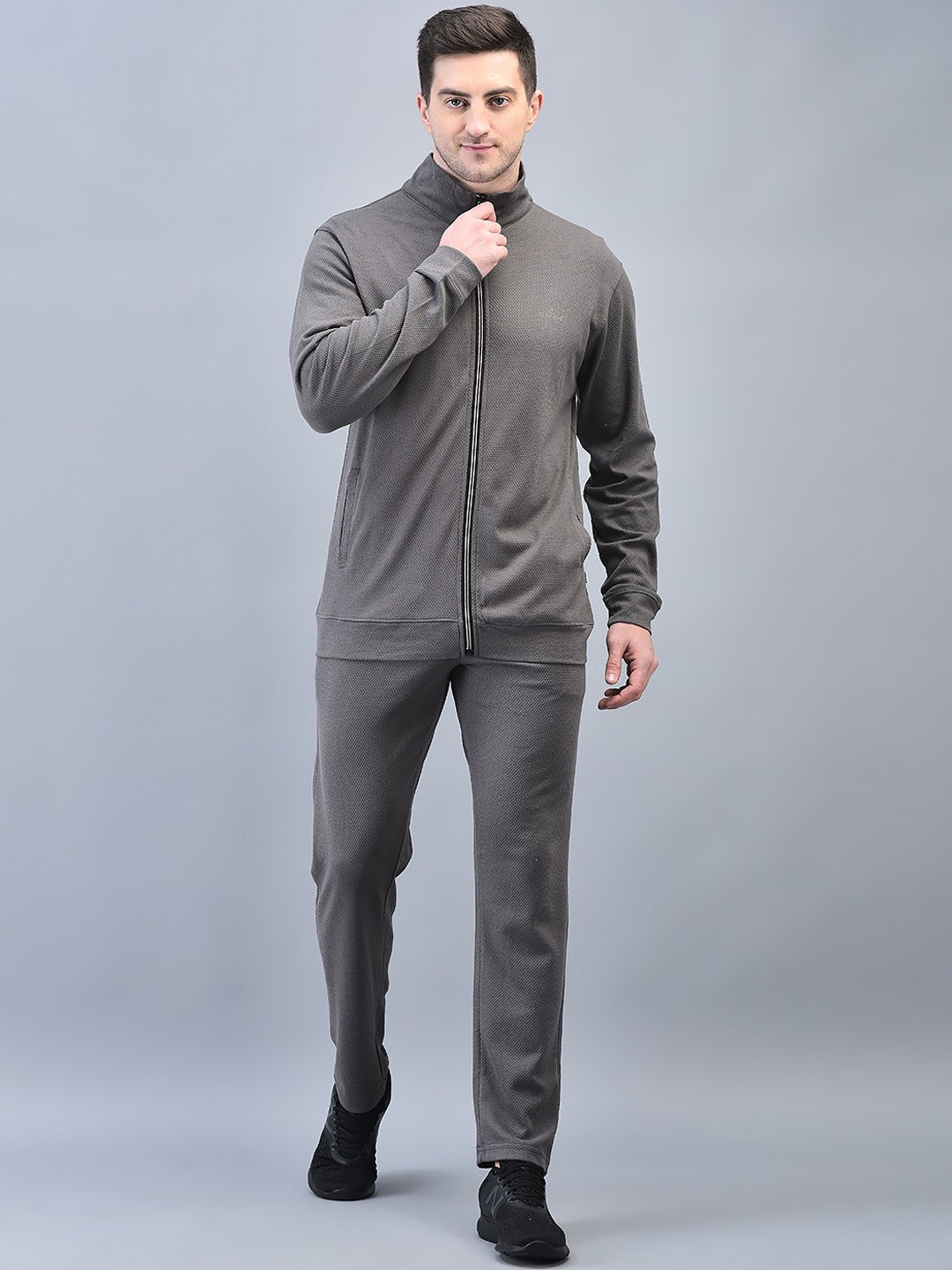 

CANOE Self-Design Stand Collar Tracksuits, Grey