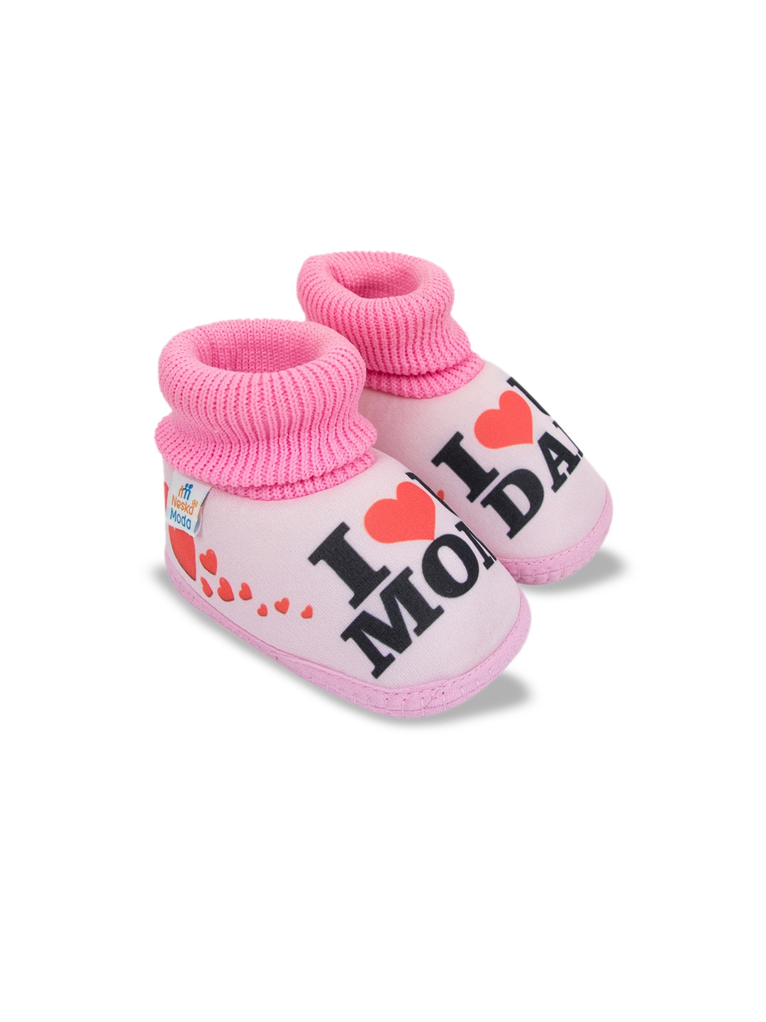 

BAESD Infants Printed Cotton Booties, Pink