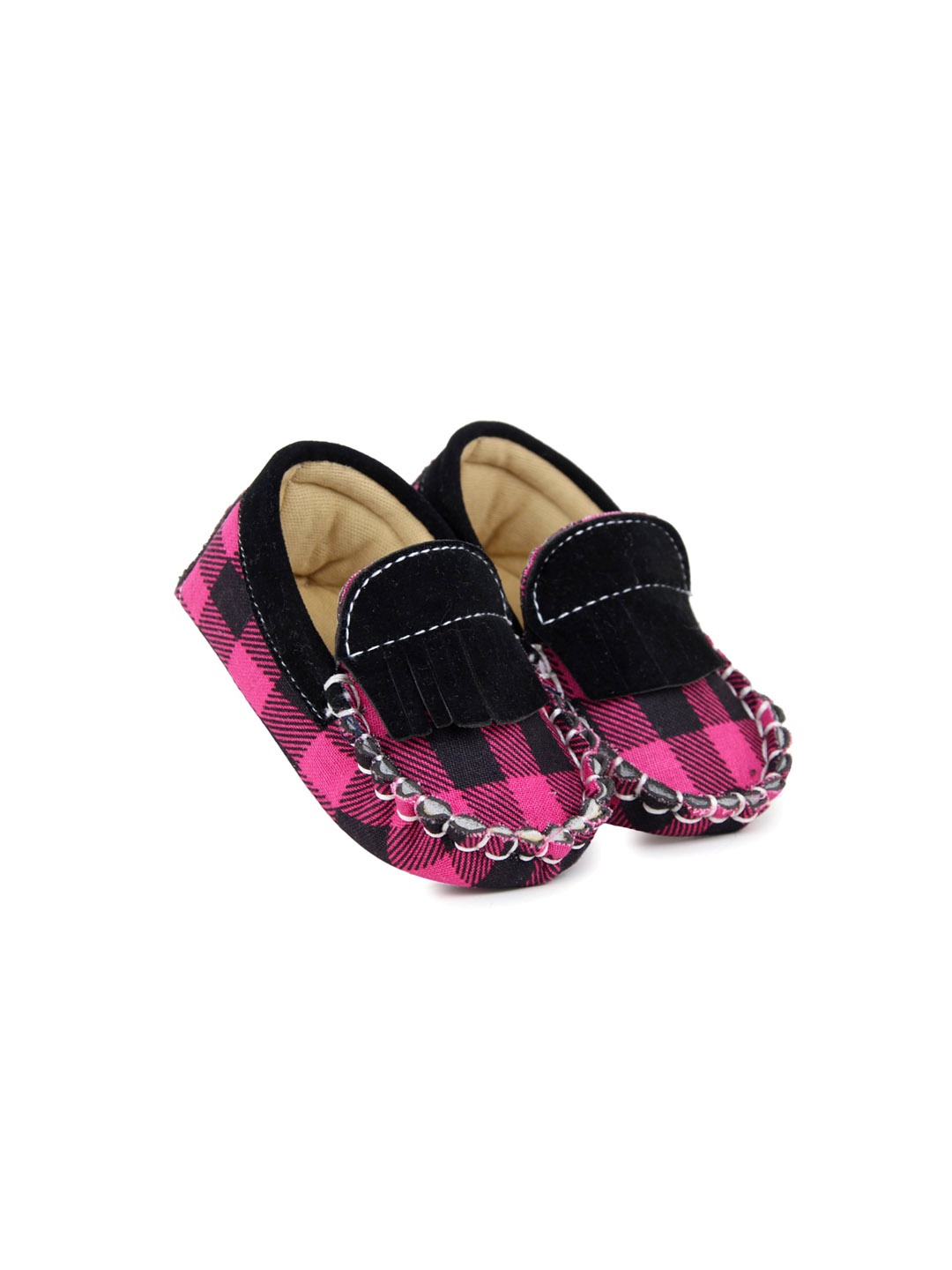 

BAESD Infant Boys Checkered Loafer Booties, Pink