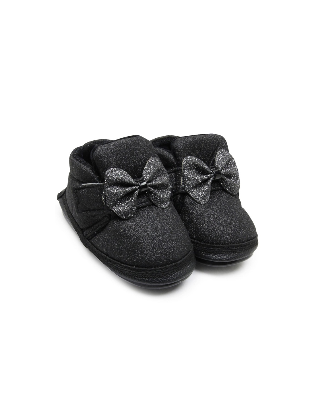 

BAESD Infants Self Design Bow Detail Cotton Sound Shoes Booties, Black