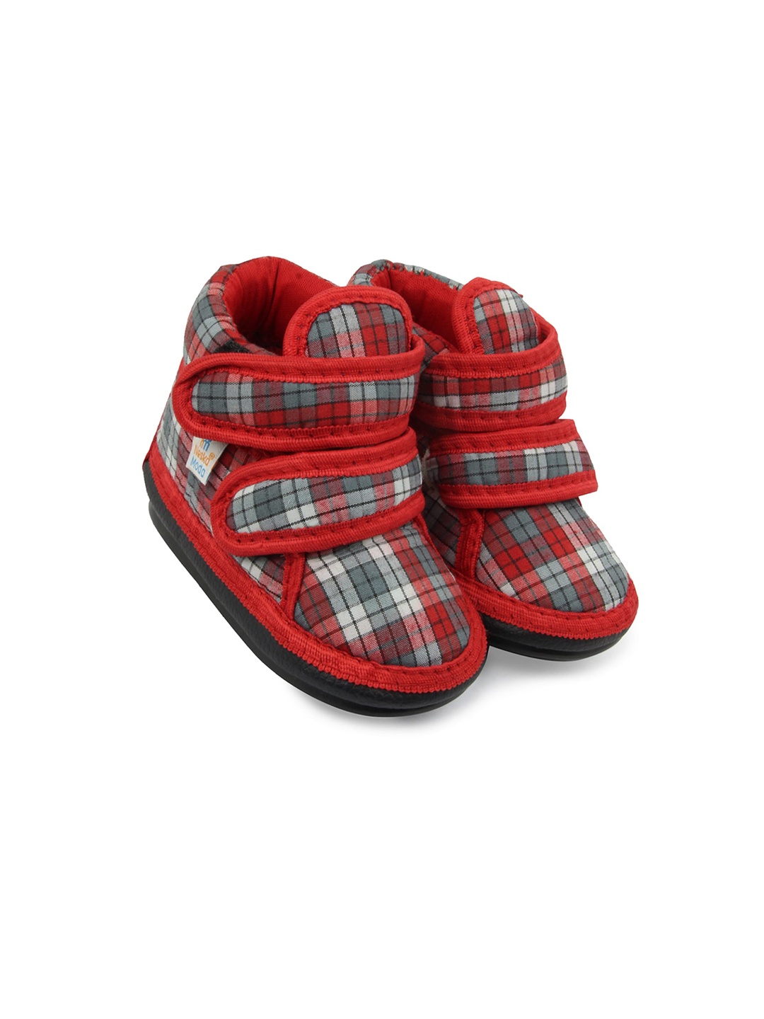 

BAESD Infant Boys Checked Cotton Musical Booties, Red