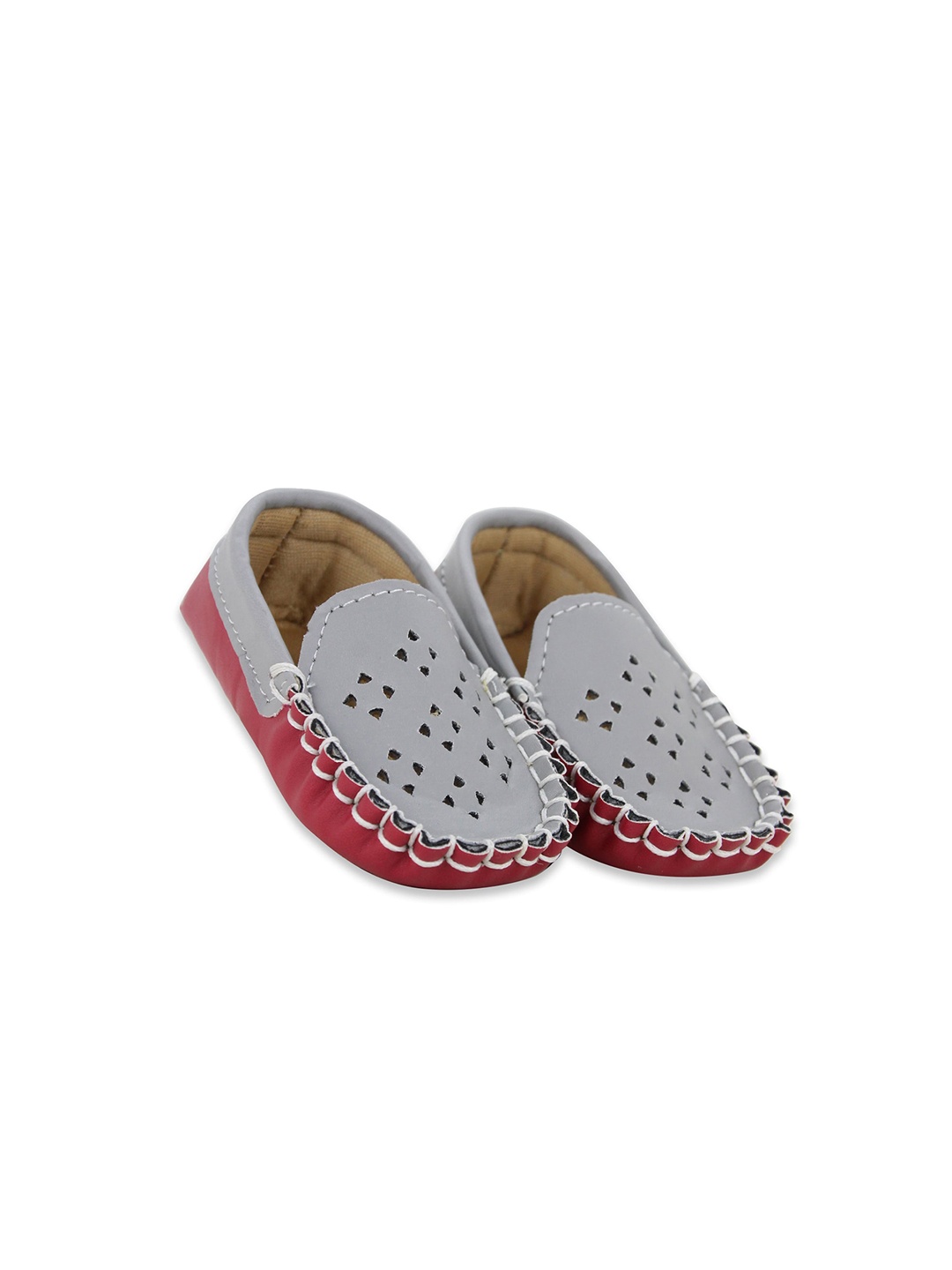 

BAESD Infant Boys Patterned Loafer Booties, Grey