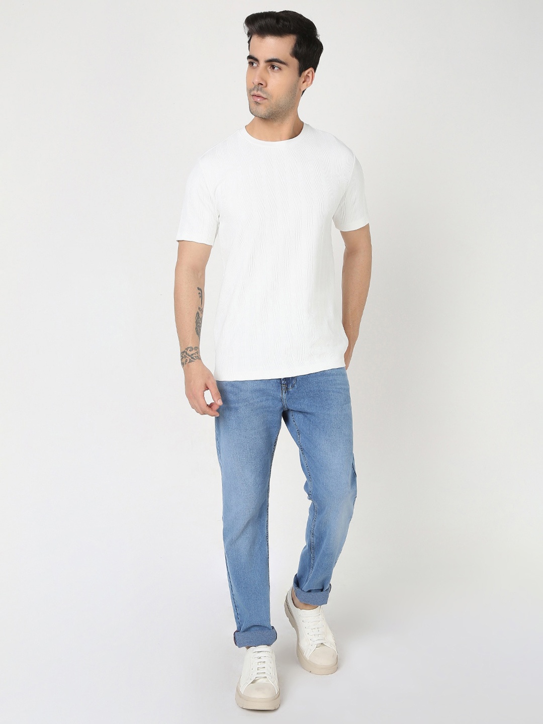 

R&B Short Sleeves Round Neck T-shirt, White