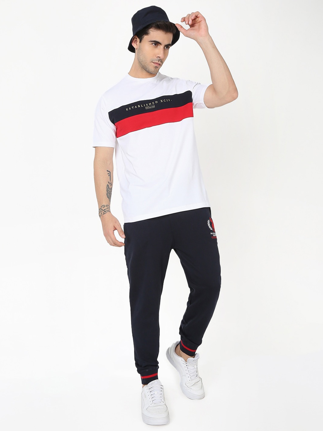 

R&B Colourblocked Cotton T-shirt, White