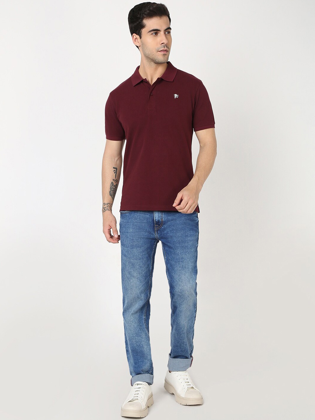 

R&B Polo Collar Short Sleeves Cotton T-shirt, Brown