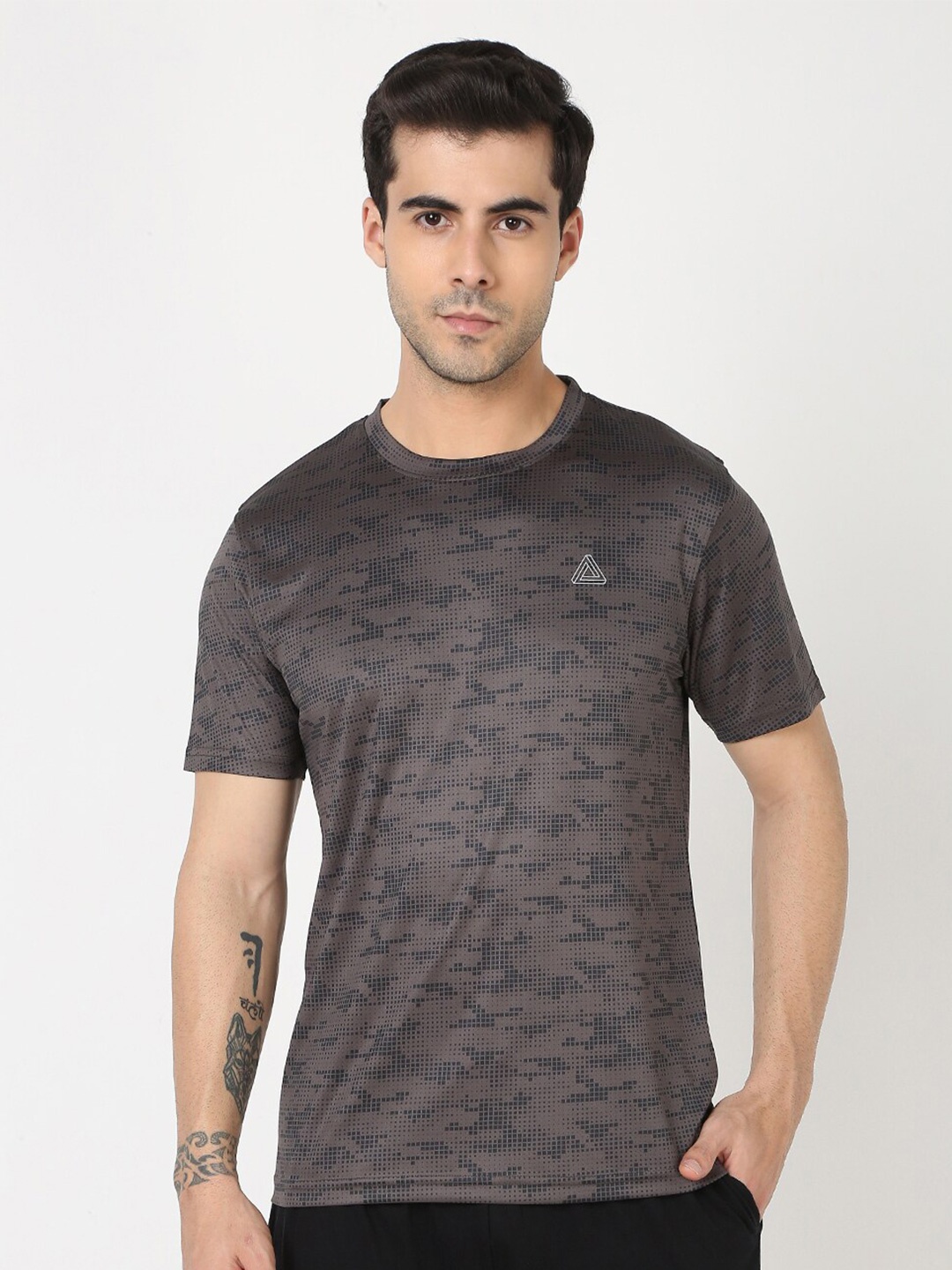 

R&B Abstract Printed Round Neck T-shirt, Grey