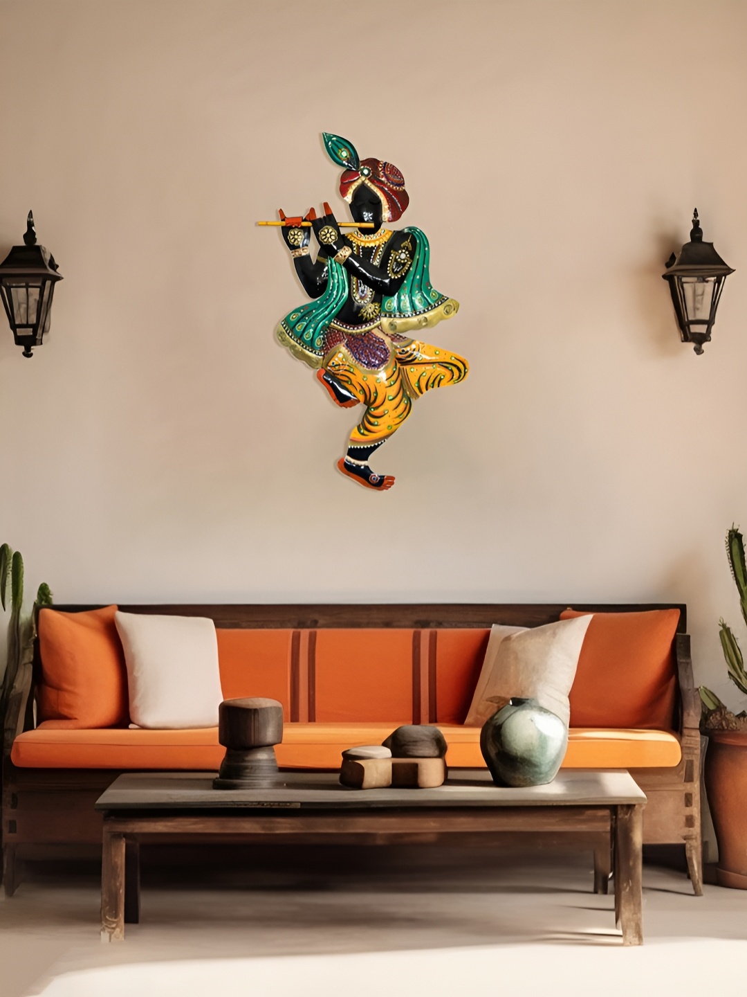 

Ekhasa Black & Green Krishna Wall Hanging