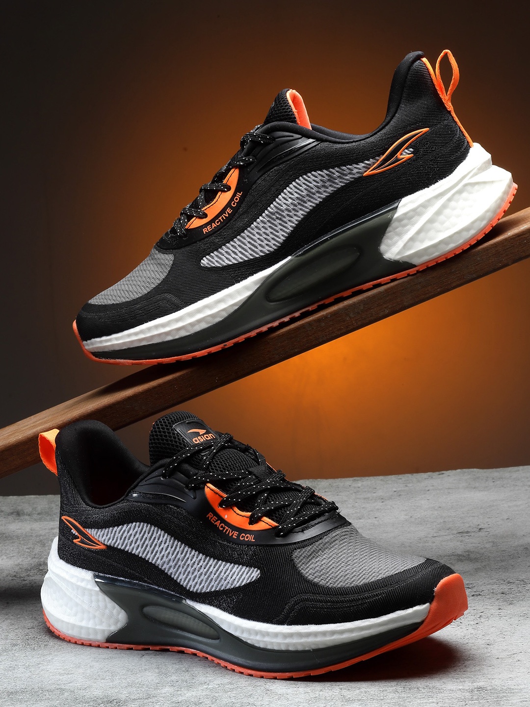 

ASIAN Men Mesh Running Shoes, Black