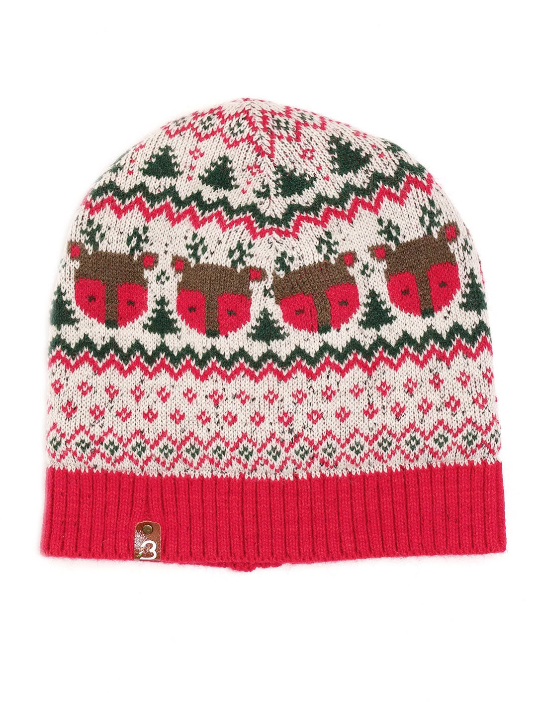 

Bharatasya Printed Acrylic Wool Beanie, Red