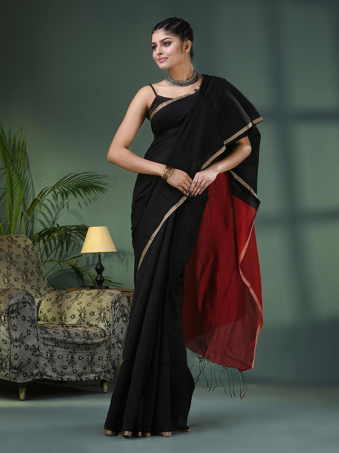 

Angoshobha Zari Saree, Red