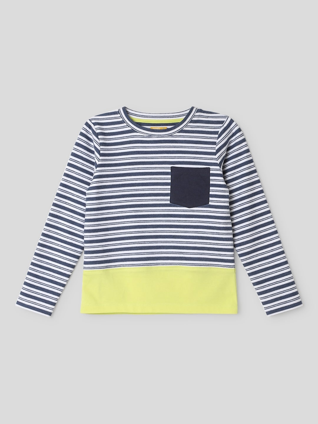 

Somersault Boys Striped Round Neck Long Sleeves Pockets T-shirt, Black
