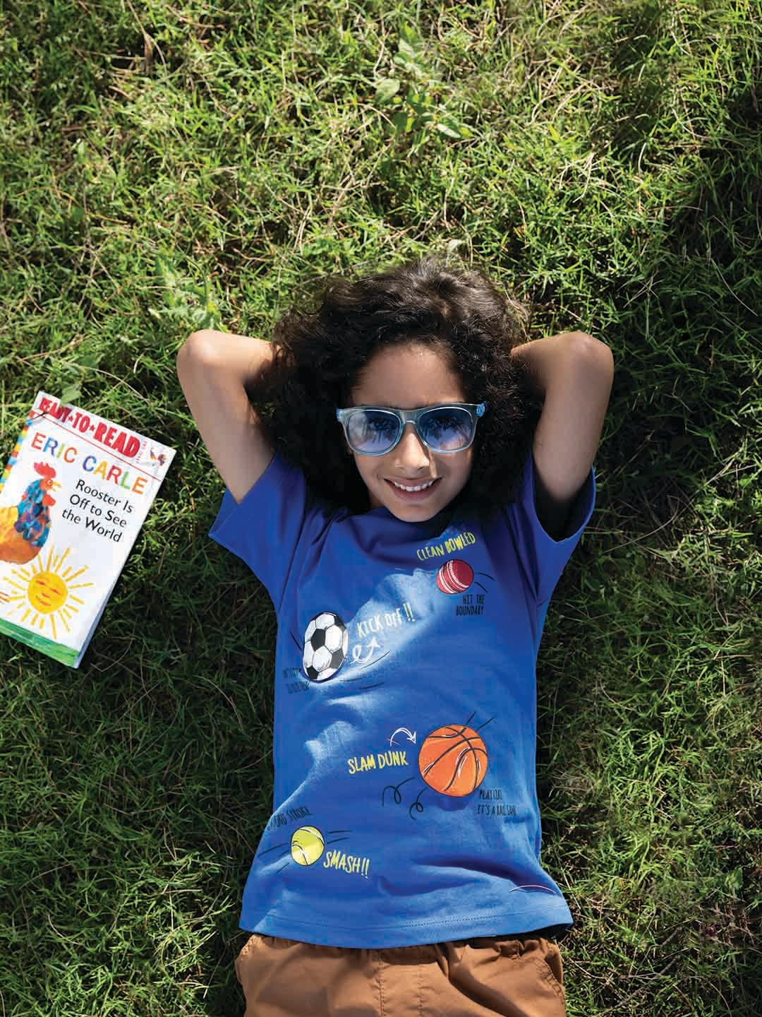 

Somersault Kids Round Neck Short Sleeves Printed Cotton T-shirt, Blue