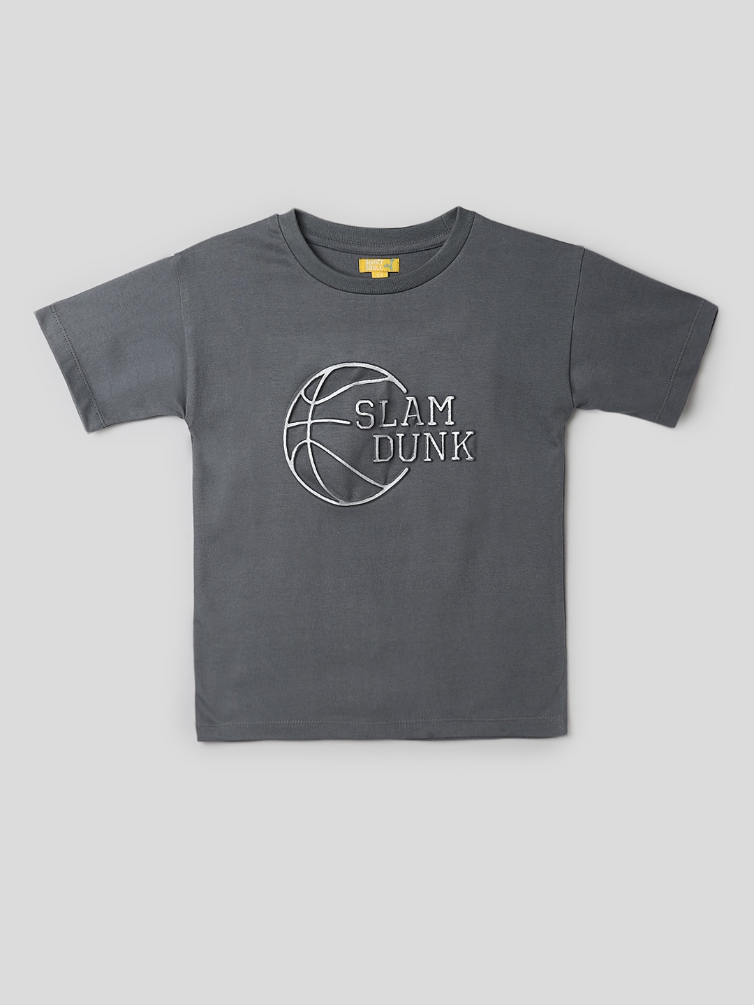 

Somersault Kids Round Neck Short Sleeves Typography Printed Cotton T-shirt, Grey