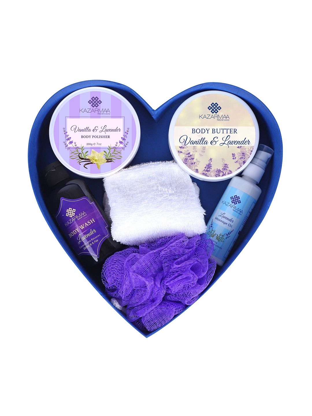 

KAZARMAA 6-Pcs Lavender Love Complete Skin Therapy Gift Set, Blue