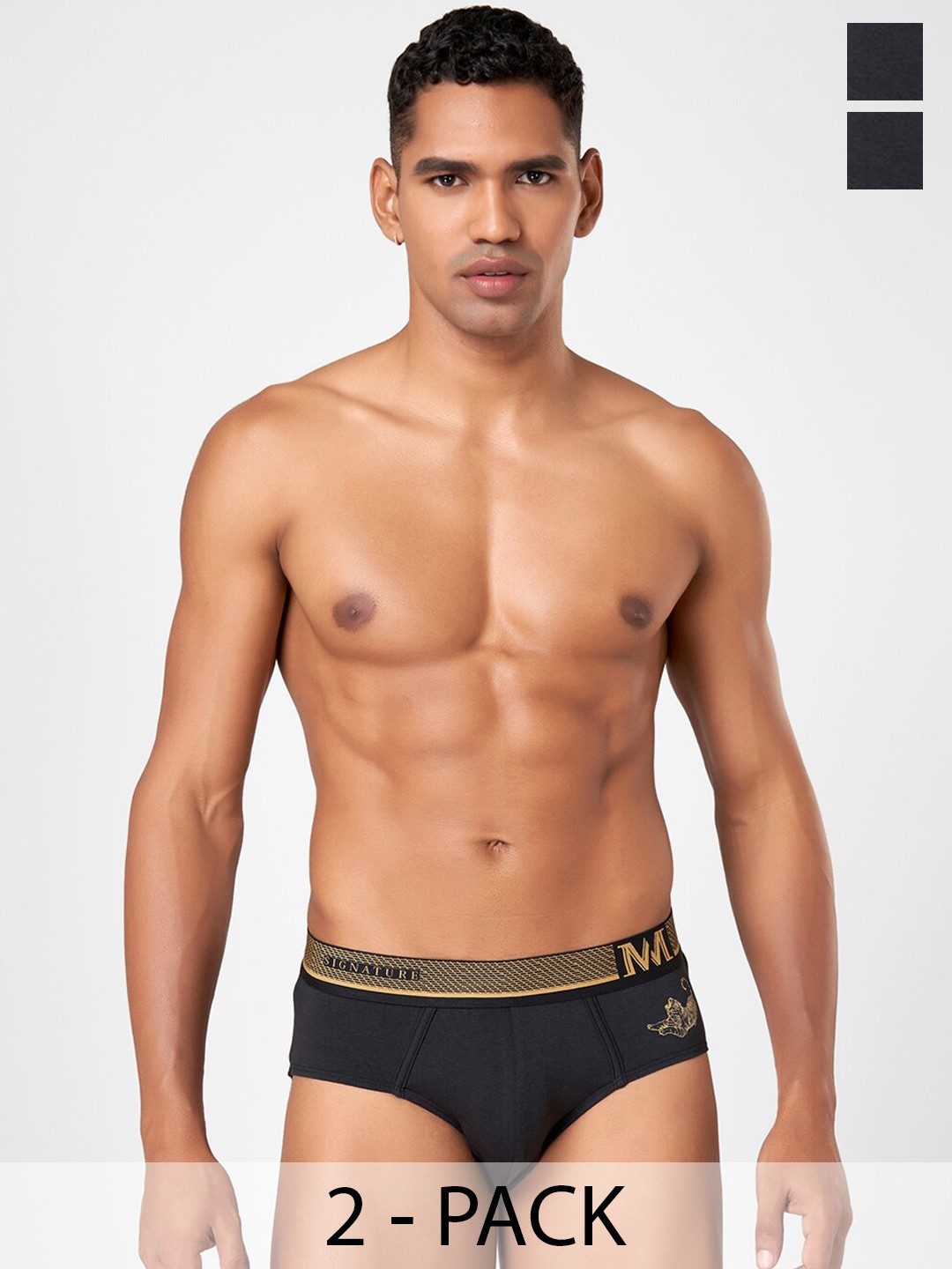 

Macroman M-Series Pack of 2 Mid-Rise Hipster Briefs 8903978415802, Black