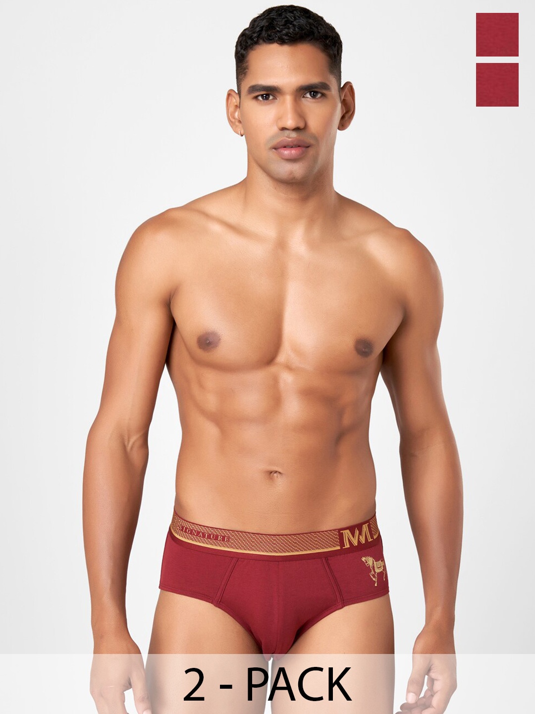 

Macroman M-Series Pack of 2 Mid-Rise Hipster Briefs 8903978415840, Red