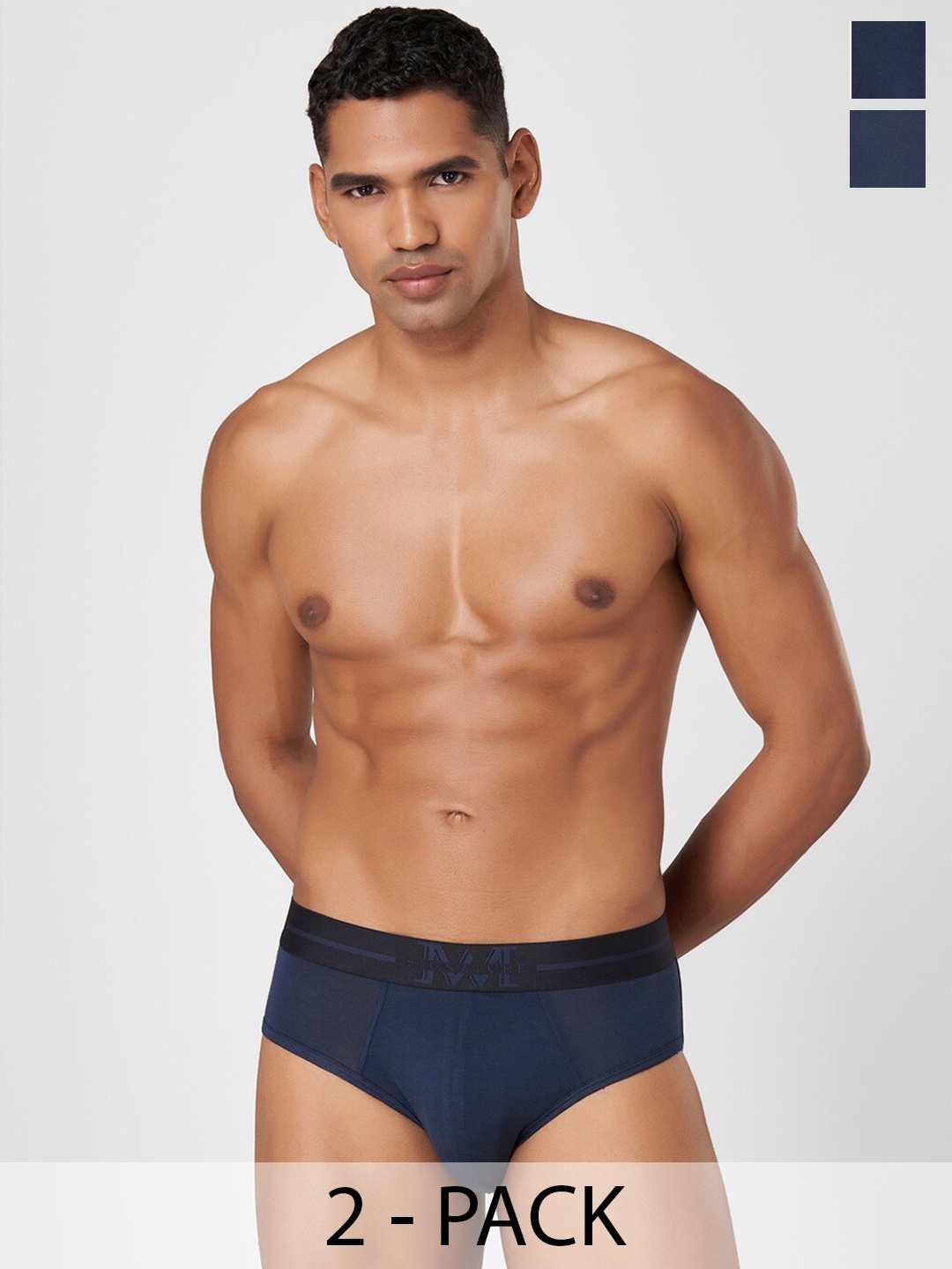 

Macroman M-Series Pack of 2 Mid Rise Basic Brief 8903978416045, Navy blue