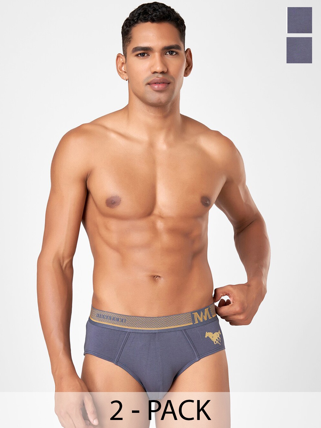 

Macroman M-Series Pack of 2 Mid-Rise Basic Brief-8903978415895, Grey