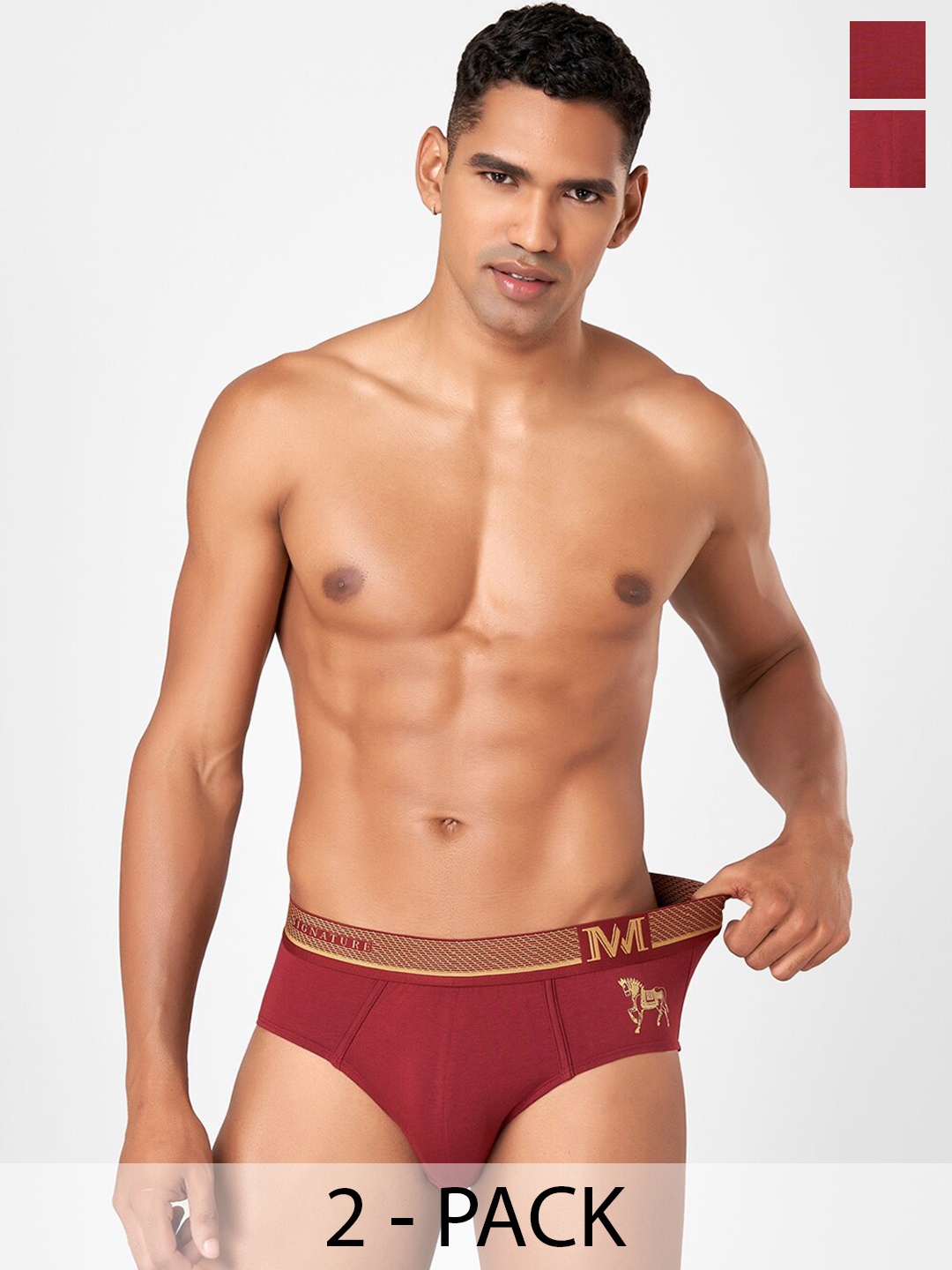 

Macroman M-Series MW Signature Collection By Rohit Bal Pack Of2 Basic Briefs 8903978415857, Red