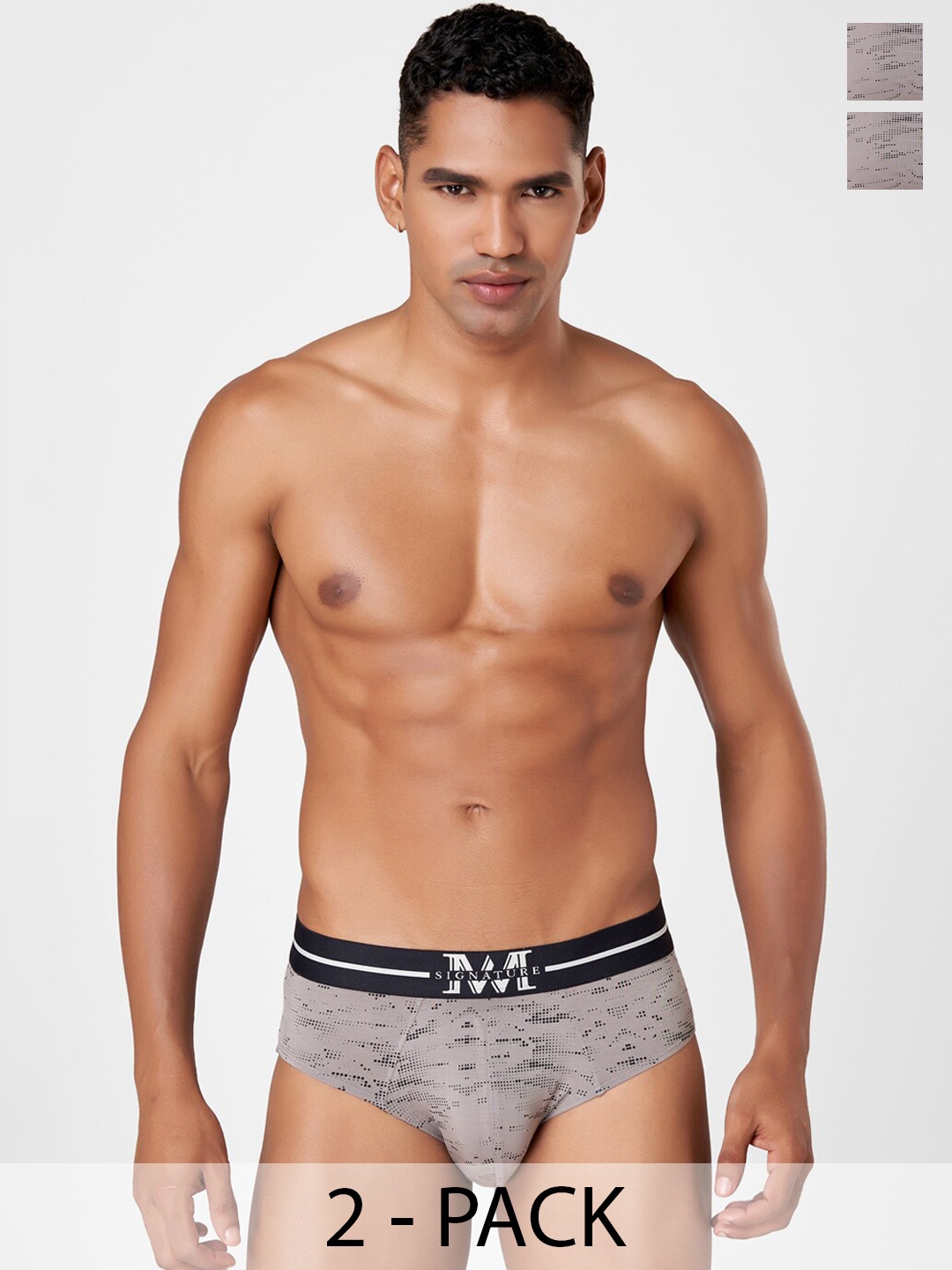 

Macroman M-Series Pack of 2 Mid-Rise Hipster Briefs 8903978416441, Grey