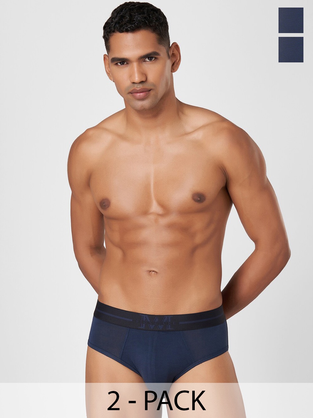 

Macroman M-Series Pack of 2 Mid-Rise Basic Briefs 8903978416069, Navy blue