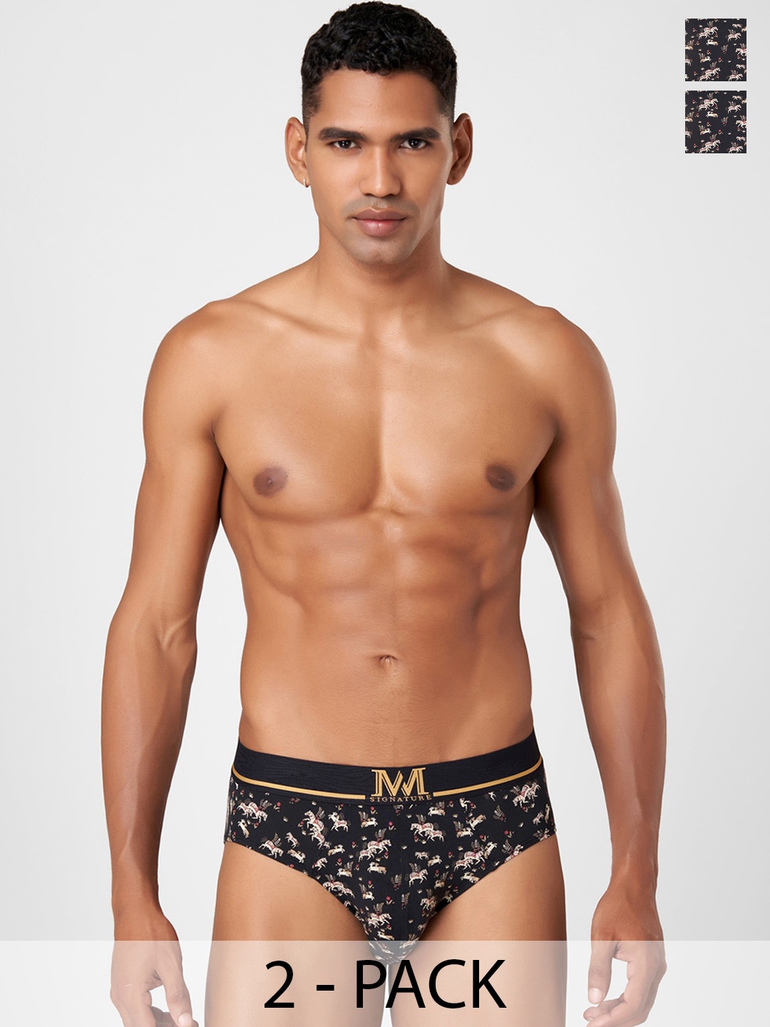 

Macroman M-Series Pack of 2 MW Signature Collection By Rohit Bal Briefs 8903978416793, Black