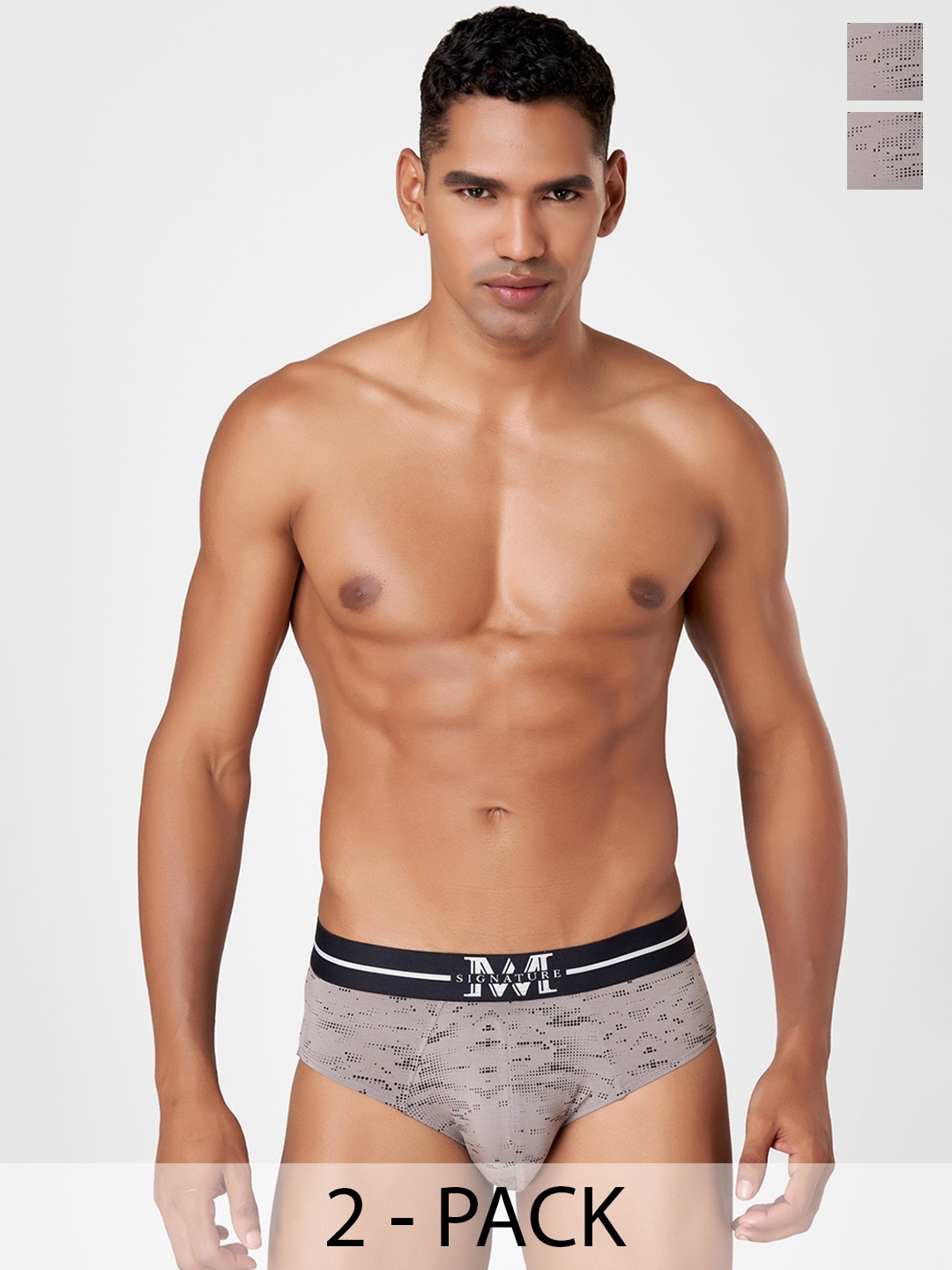 

Macroman M-Series Pack of 2 Printed Mid Rise Basic Brief 8903978416458, Grey