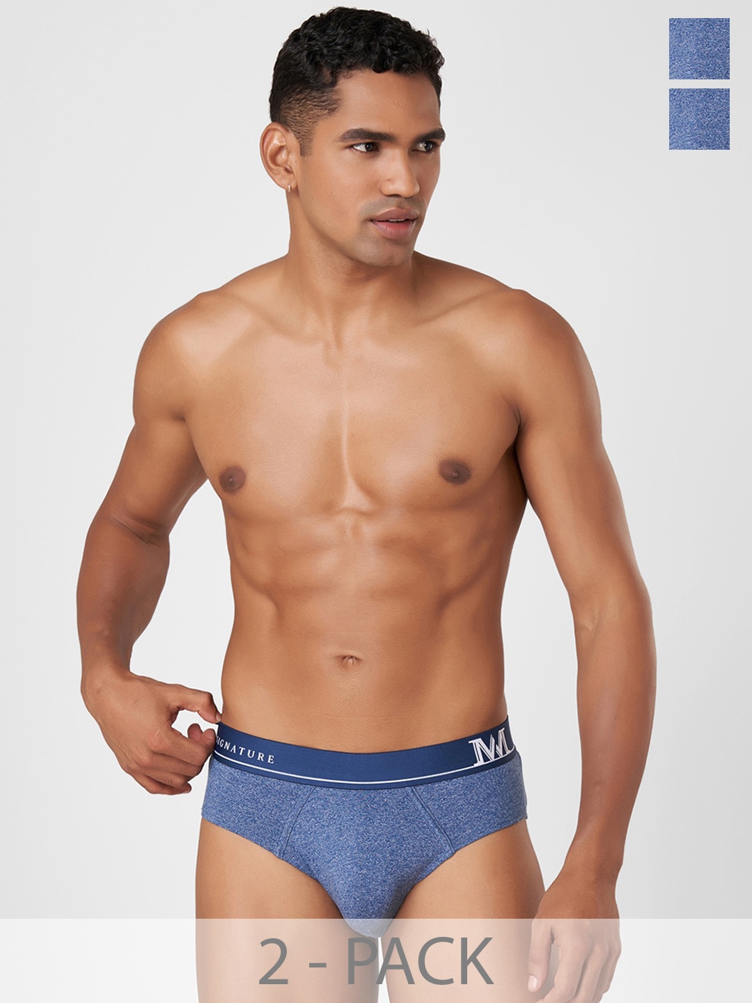 

Macroman M-Series Pack of 2 Mid Rise Basic Brief 8903978415505, Navy blue