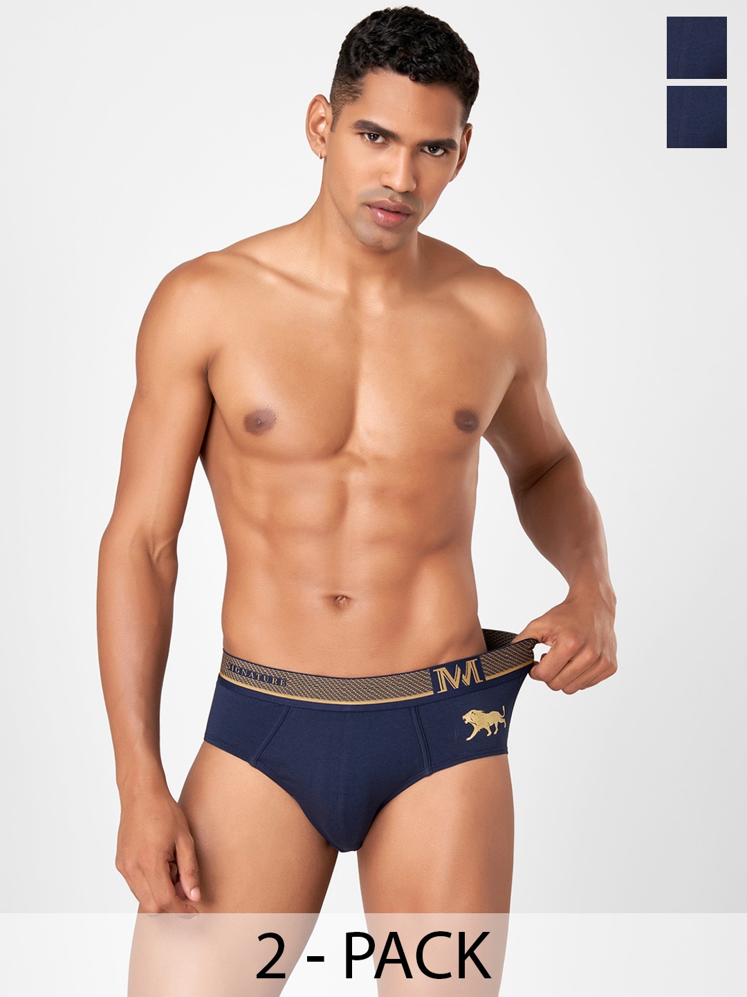 

Macroman M-Series Pack of 2 Mid Rise Basic Brief 8903978415925, Navy blue