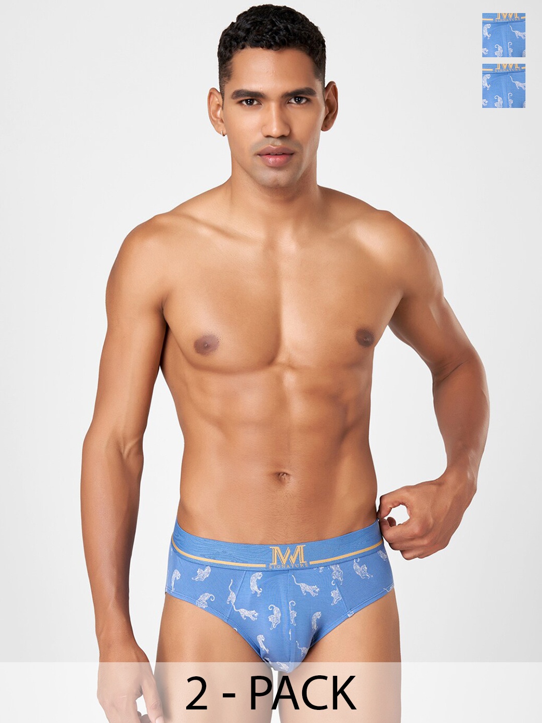 

Macroman M-Series Pack of 2 Printed Mid Rise Basic Brief 8903978416854, Blue