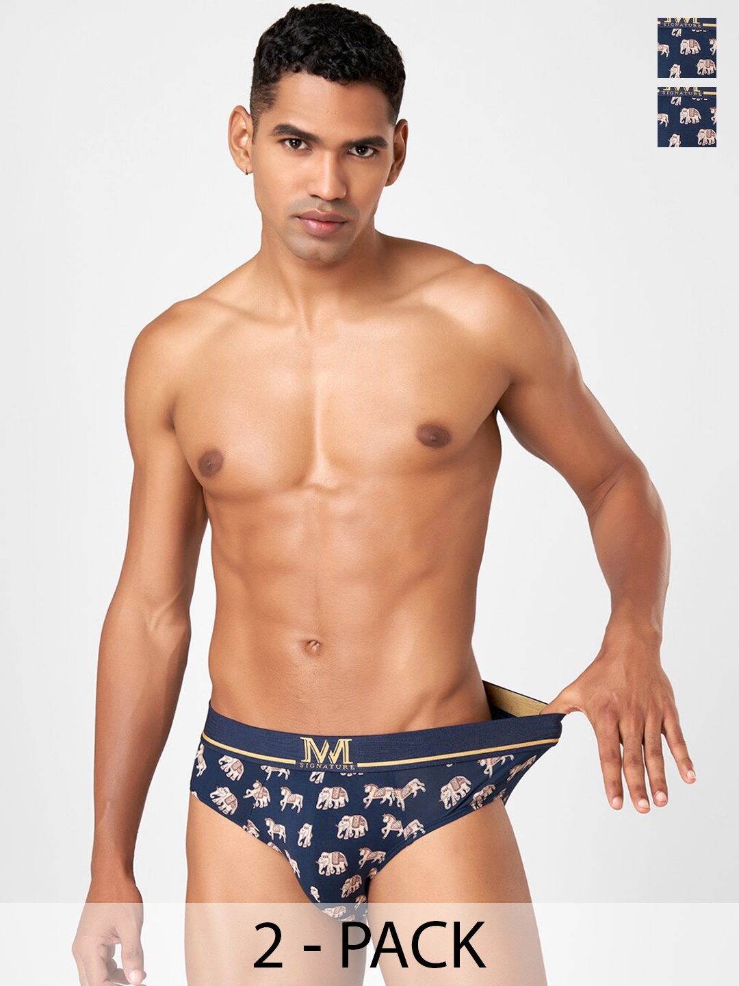 

Macroman M-Series Pack of 2 Mid Rise Basic Brief 8903978416915, Navy blue