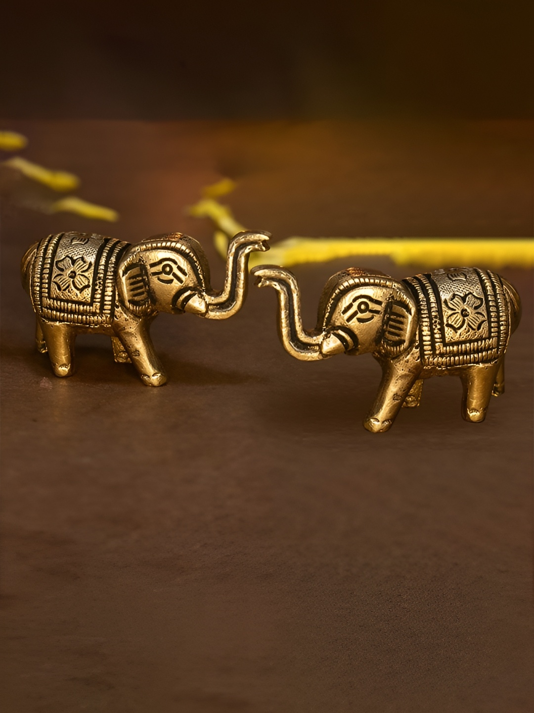 

Ekhasa Gold-Toned 2 Pieces Pure Brass Elephant Idol Figurine Showpieces