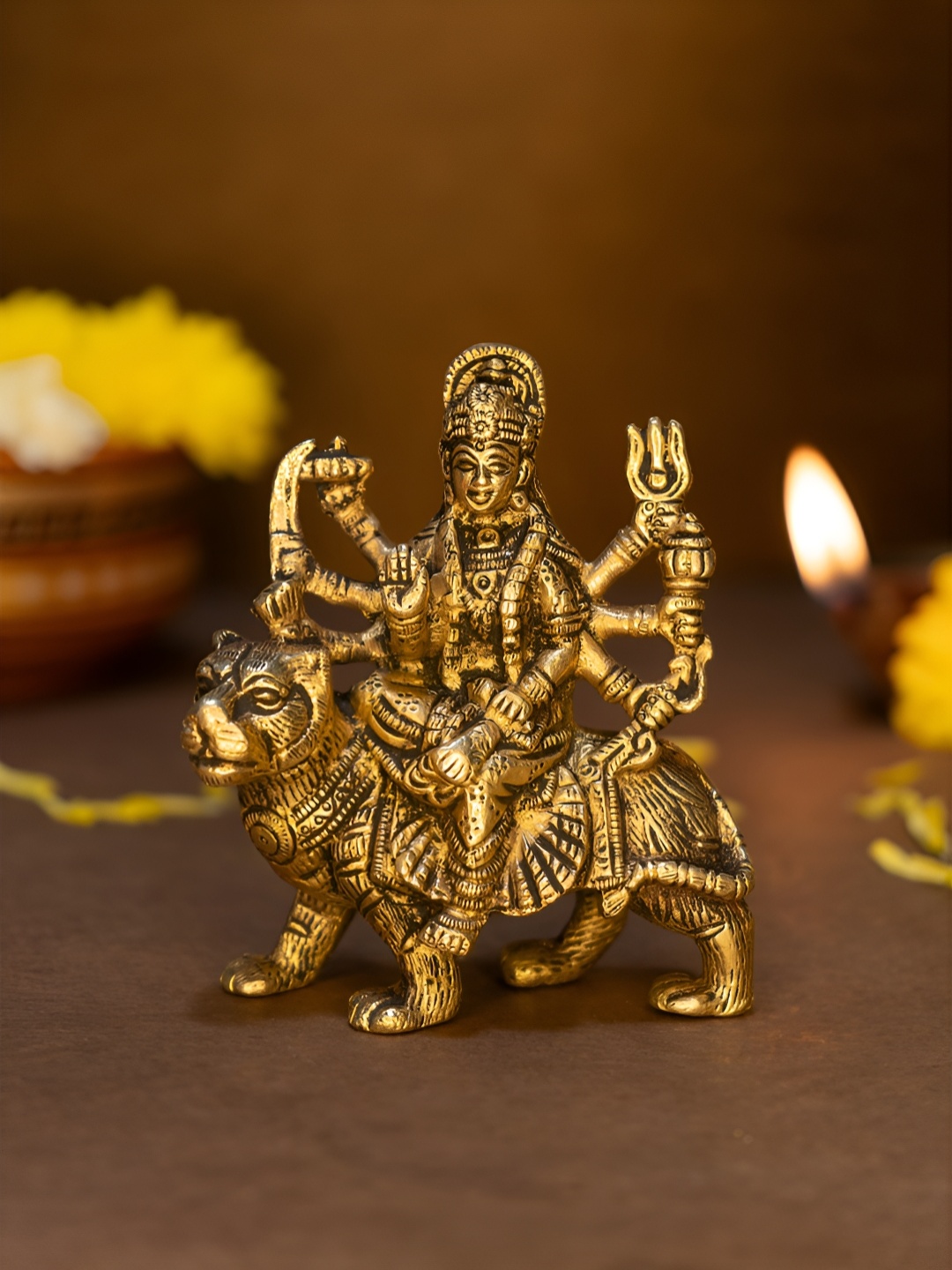 

Ekhasa Gold-Toned Pure Brass Durga Maa Idol Showpiece