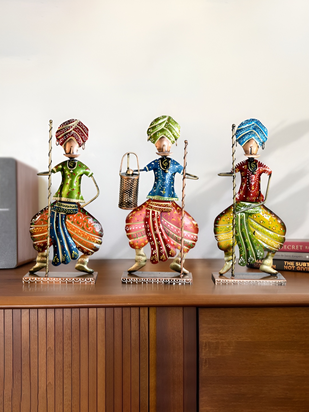 

Ekhasa Blue & Green 3 Pieces Metal Tribal Farmers Showpieces